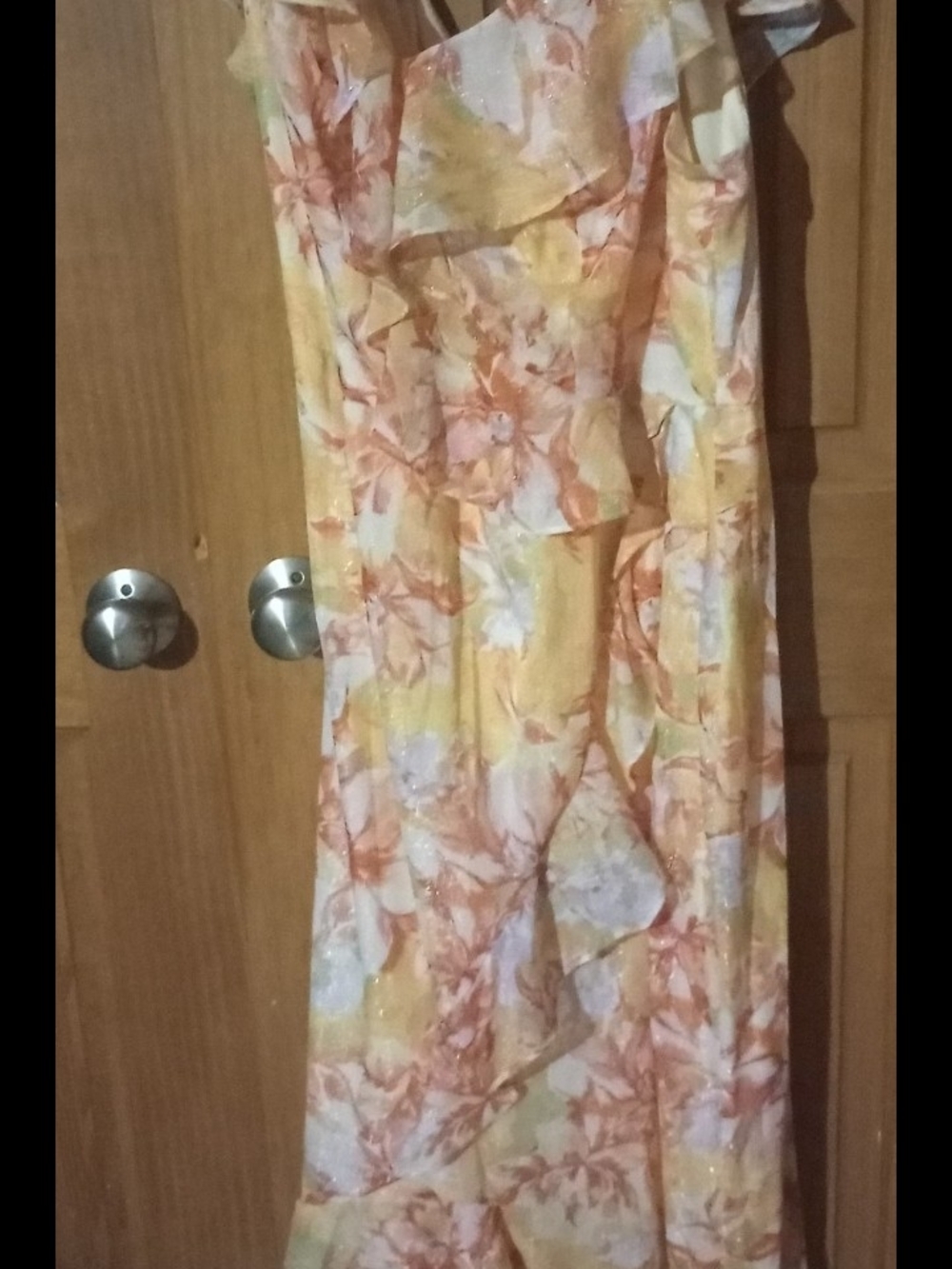 Floral Ruffle Maxi Dress in Yellow and Peach